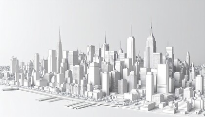 Monochrome cityscape model