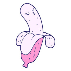 cartoon banana in bright neon color