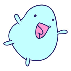 cartoon illustration kawaii cute happy bean in bright neon color