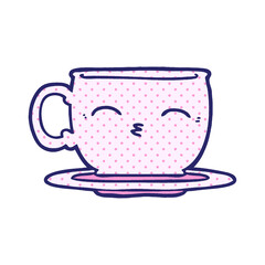 cartoon tea cup in bright neon color