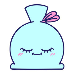 cute cartoon of a sack in bright neon color