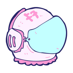 cartoon astronaut helmet in bright neon color