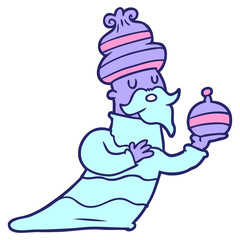 one of three wise men cartoon in bright neon color
