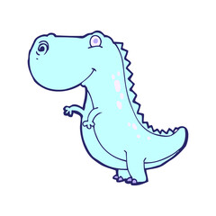 Obraz premium cartoon dinoaur in bright neon color