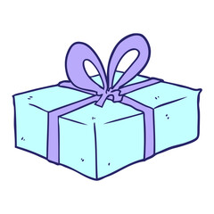 cartoon wrapped gift in bright neon color