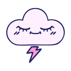cute cartoon of a thunder cloud in bright neon color