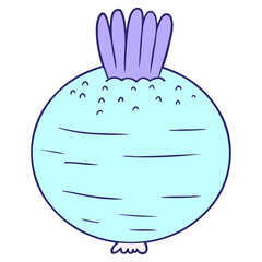 cartoon turnip in bright neon color