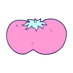 cartoon doodle huge tomato in bright neon color