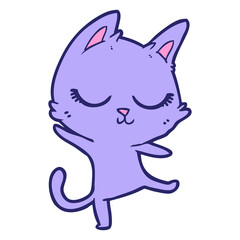 calm cartoon cat in bright neon color