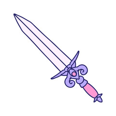 iconic tattoo style image of a dagger in bright neon color