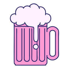 iconic tattoo style image of a beer tankard in bright neon color