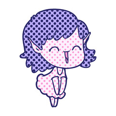 cartoon elf girl in bright neon color