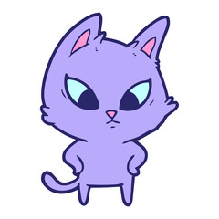 confused cartoon cat in bright neon color