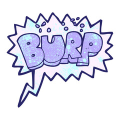freehand speech bubble textured cartoon burp text in bright neon color
