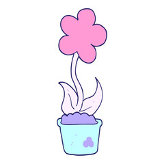 cute cartoon flower in bright neon color