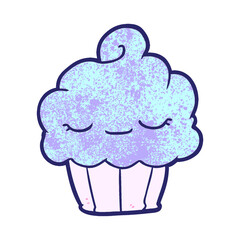 funny cartoon cupcake in bright neon color