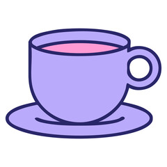 iconic tattoo style image of a cup of coffee in bright neon color