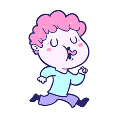 cartoon man singing in bright neon color