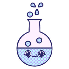 comic book style cartoon of a test tube in bright neon color