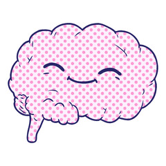cartoon brain in bright neon color