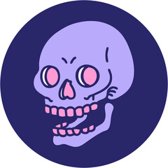 iconic tattoo style image of a skull in bright neon color