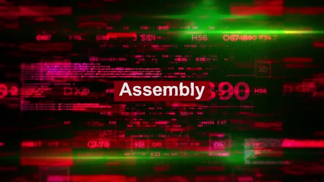 Assembly Words Related to Hacking HiTech Backgrounds