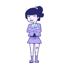 cartoon cool girl in bright neon color