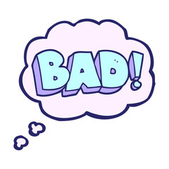 freehand drawn thought bubble cartoon Bad symbol in bright neon color