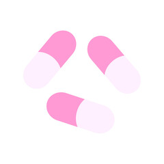 Flat colour illustration of some medical pills in bright neon color