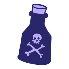 cartoon doodle poison bottle in bright neon color