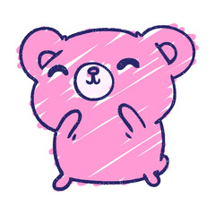 Bear Chalk Drawing in bright neon color