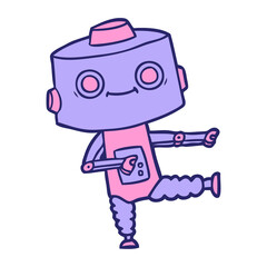 cartoon robot in bright neon color