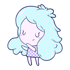 cute cartoon girl in bright neon color