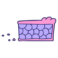 cartoon pie slice in bright neon color