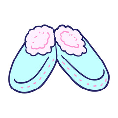 cartoon doodle comfy slippers in bright neon color