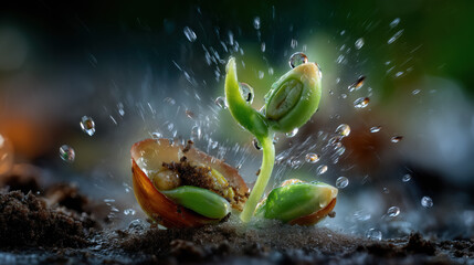 Seed sprouting created with Generative AI Technology, ai, generative