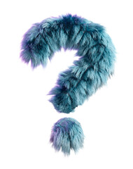 Creative Fur Letter Z in Blue Standing on a White Background