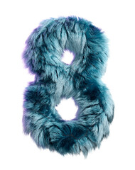 Furry Blue Letter Y Isolated on White Background in Creative 3D Design Style