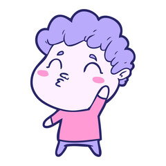 cartoon man pouting in bright neon color