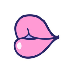 cartoon doodle red lips in bright neon color