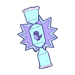 exploding christmas cracker cartoon in bright neon color