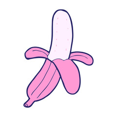 cartoon banana in bright neon color