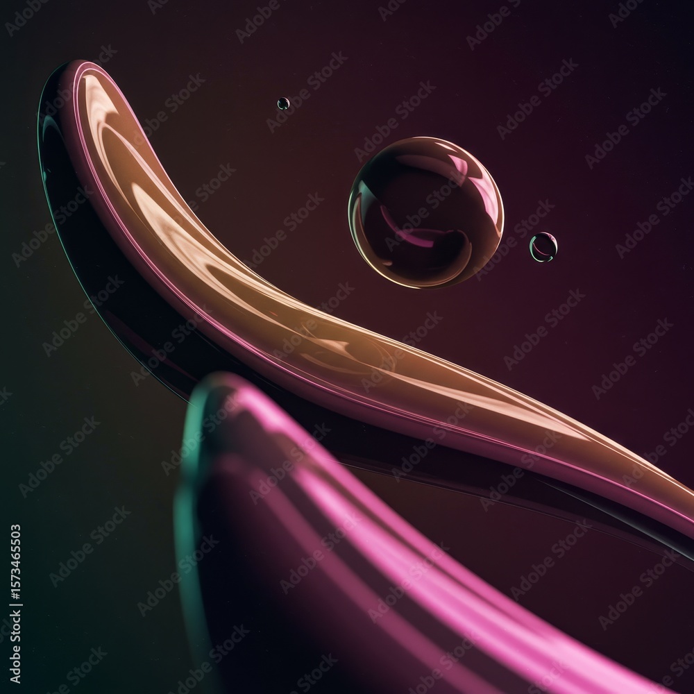 Fototapete abstract fluid forms: a mesmerizing display of abstract shapes and organic flowing lines, rendered i