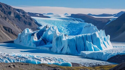Gletscherlandschaft bei sonnigem Wetter