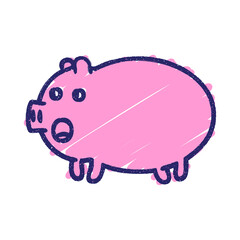 Pig Chalk Drawing in bright neon color