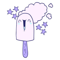 cute cartoon ice lolly in bright neon color
