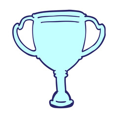 cartoon sports trophy in bright neon color
