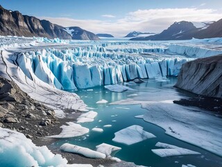 Gletscherlandschaft bei sonnigem Wetter