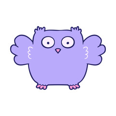 cute cartoon owl in bright neon color