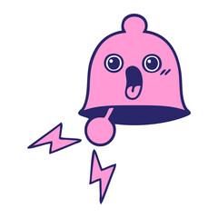 cute cartoon of a ringing bell in bright neon color